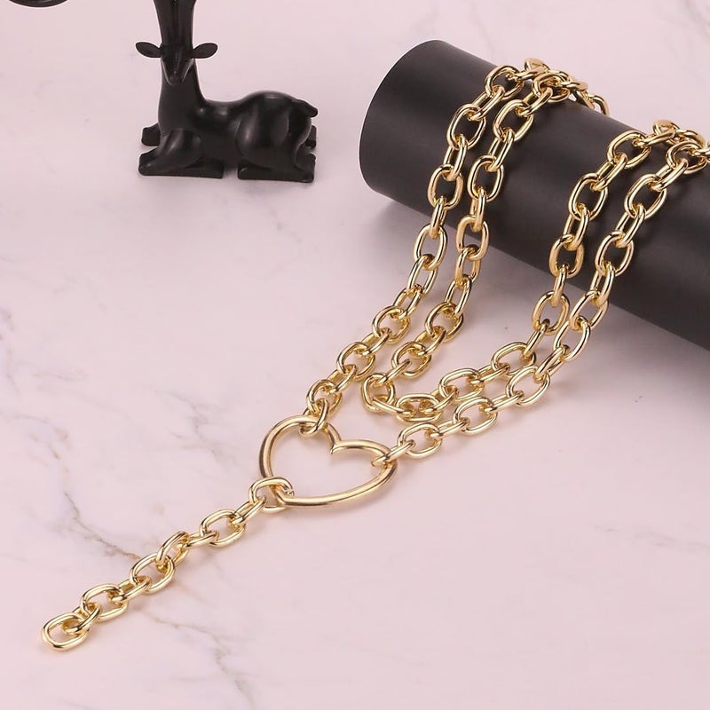 ANGLEQUEEN Chunky Silver Necklaces for Women Silver Layered Pirate Necklaces Punk 8090s Hip Hop Cuban Link Chain Necklace Layered Choker Necklace Pirate Prom Jewelry Freaknik Outfit Accessories - Image 2